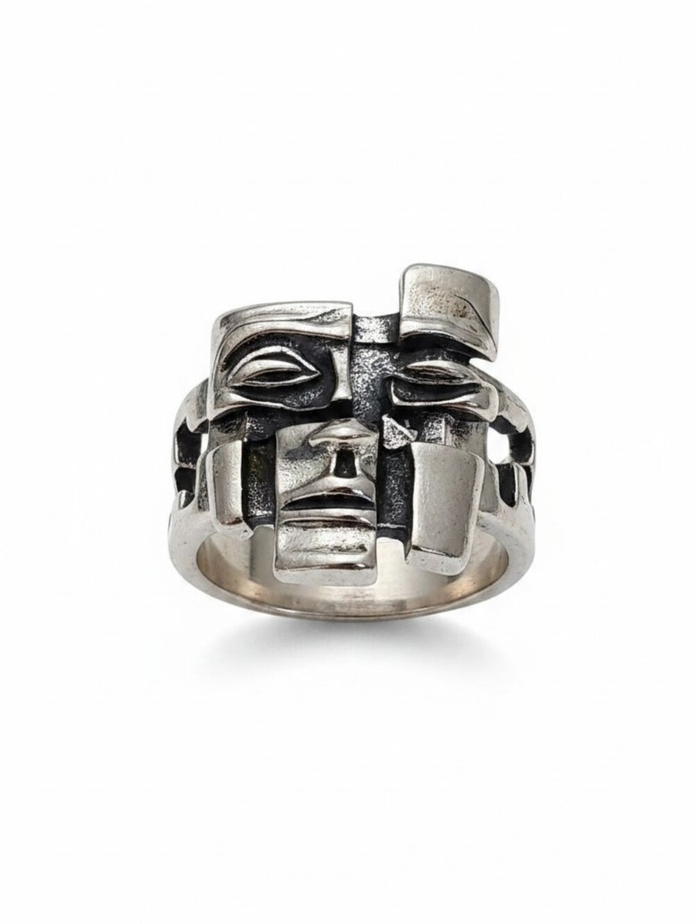 Sassified Boutique Nwt Sterling Silver Sculpted Face Men's Ring - Silver